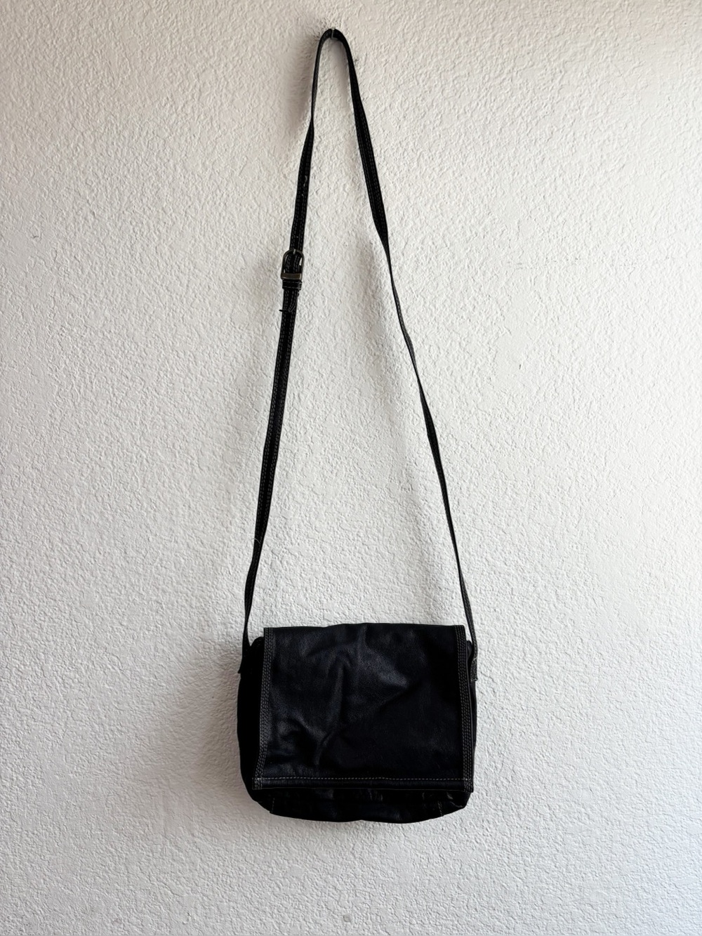 Vintage 90’s Emily Ann Of Boca Raton Black Leather Handbag Crossbody Purse